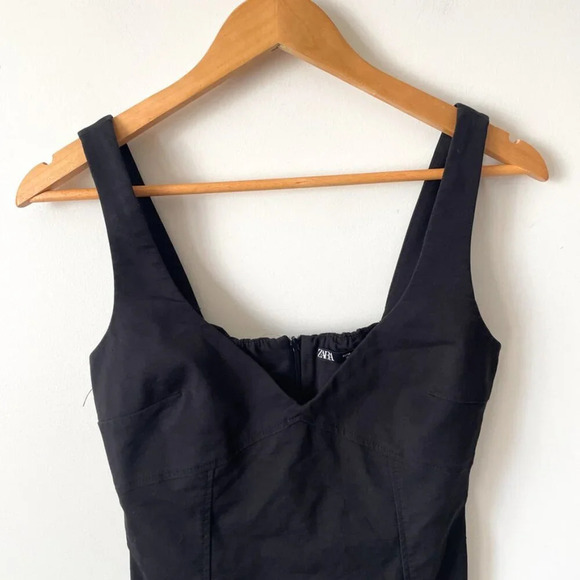 Zara V Neck Fitted Mini  Dress Black Size Medium - Picture 3 of 7